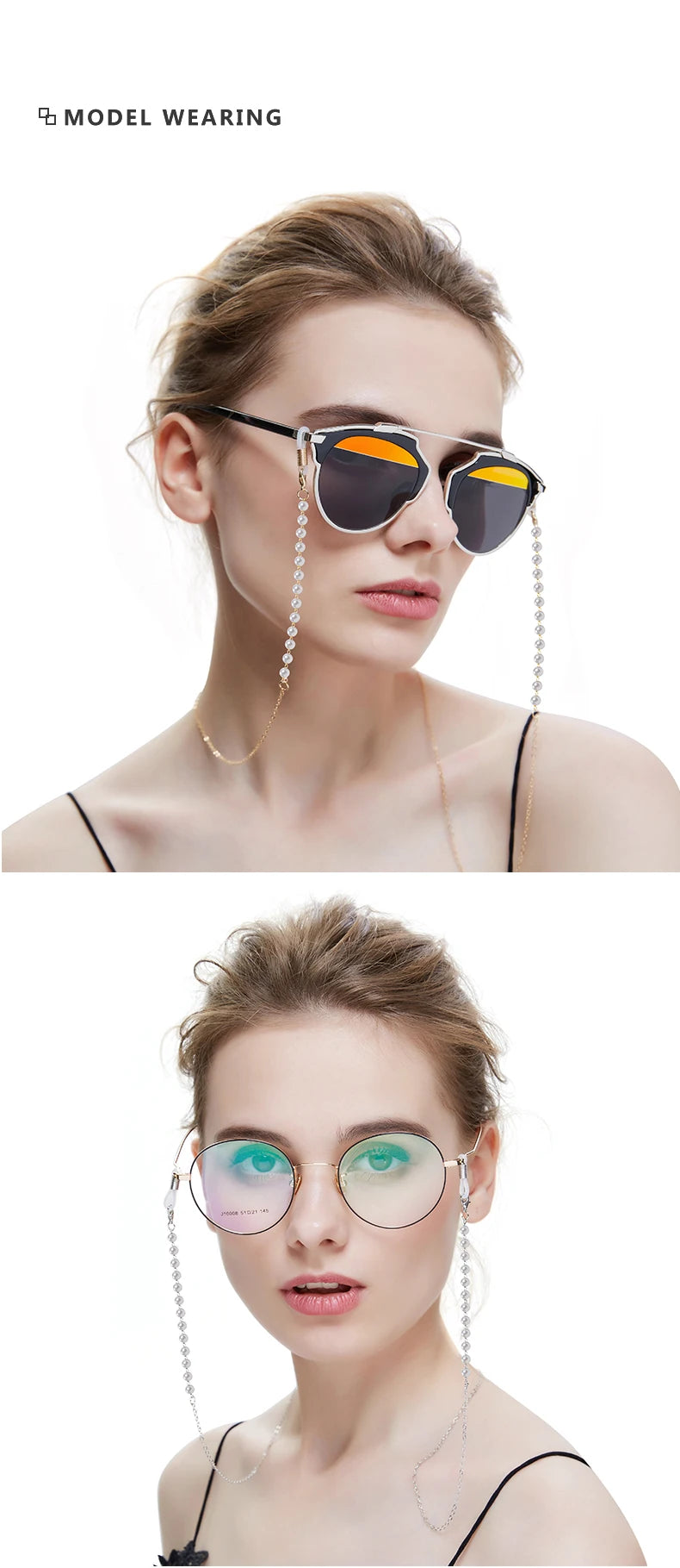 💎 Chaîne Lunettes Perles Élégante