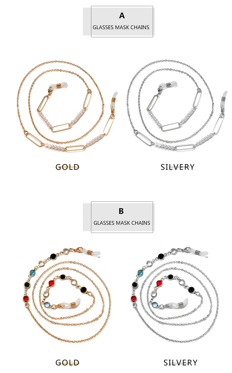 💎 Chaîne Lunettes Perles Élégante